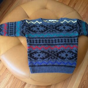 Claiborne Oversized Wool Multicolor Patterned Crewneck Sweater (Shrunk Large)